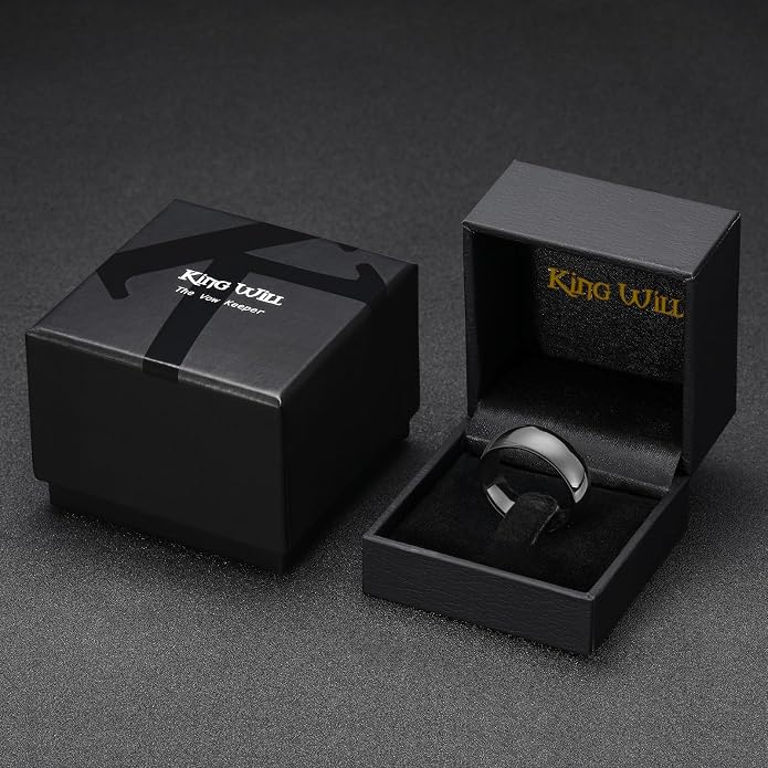 King Will Tungsten Carbide Wedding Band for Men Women Promise Rings for Couples Domed High Polish