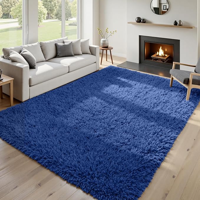 6x9 Area Rugs for Living Room Rug: Soft Fluffy Shag Navy Blue Rugs for Bedroom, Non-Slip Large Fuzzy Plush Rug Indoor Floor Carpet for Nursery Kids Boys Girls Room, Dorms, Playroom, Modern Home Decor