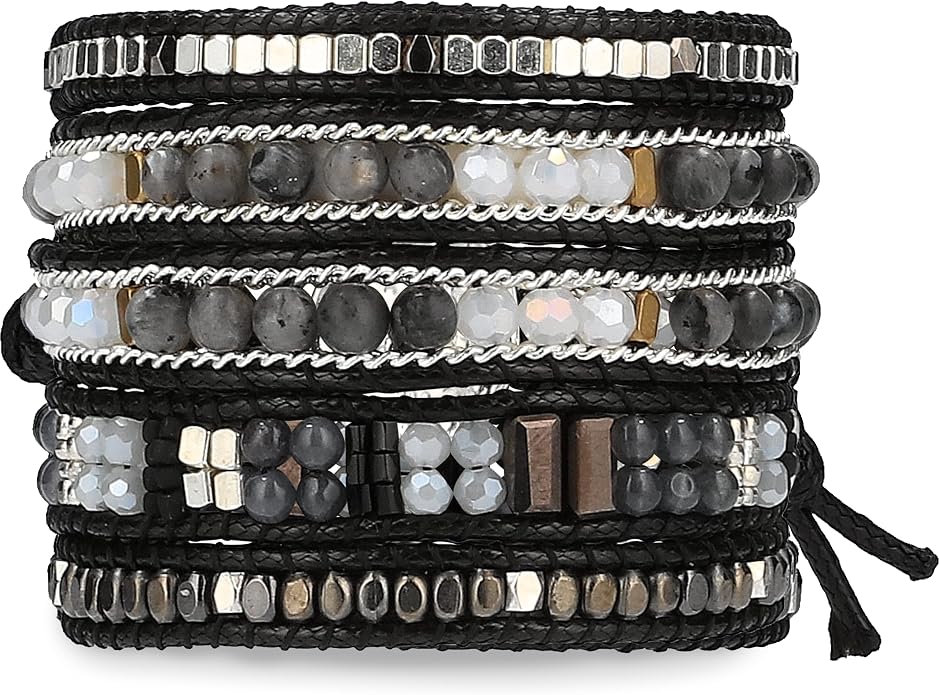 Bracelet for Women – Handmade Vegan Boho Natural Stone Layered Bracelet, Thailand Bohemian Stackable Beaded Wrap Bracelets, Summer Hippie Bracelet Stack, Fashion Jewelry Gifts