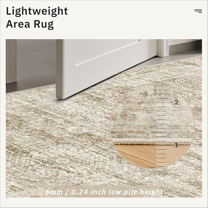 Soalmost Runner Rug 3x6 Washable Non-Slip Kitchen Runner Rugs for Bathroom Laundry Room Brown Vintage Floor Carpet Runners for Hallway Entryway