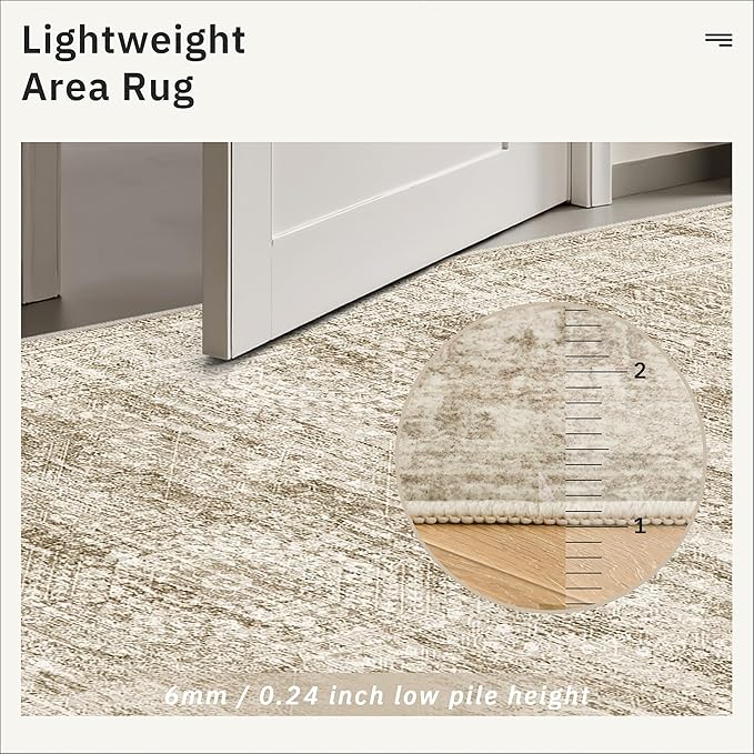 Soalmost Hallway Runner 3x14 - Runner Rugs 14ft Washable Entryway Rug Vintage Kitchen Runners Non Slip Indoor Rug Farmhouse Carpet Runner for Bathroom Living Room Bedroom, Brown