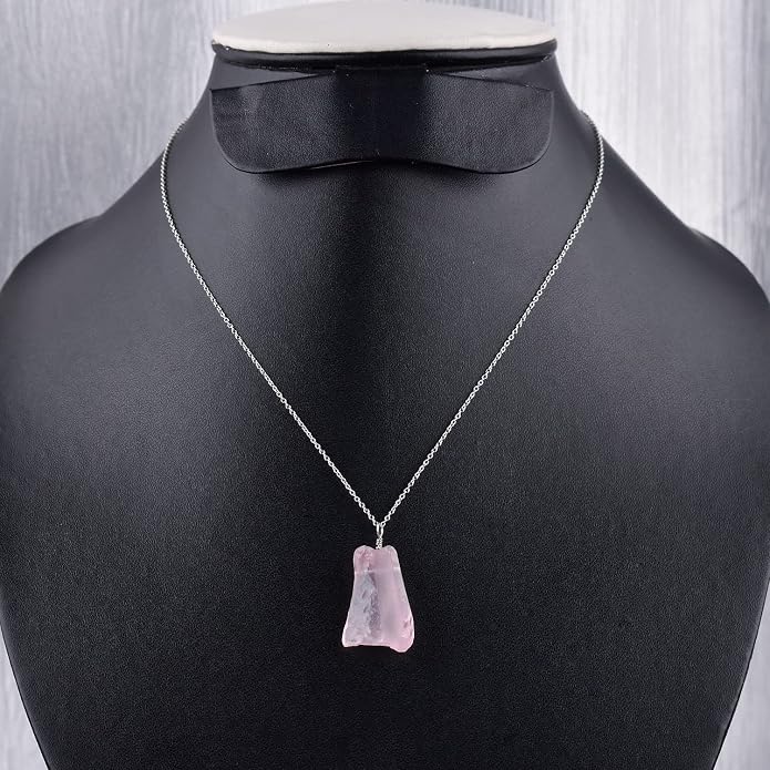Raw Gemstone Dainty Pendant Necklace for Women, Trendy Healing Chakra Crystal, Birthstone Handmade 925 Sterling Silver Adjustable 18 inch Chain Jewelry, Birthday Gifts