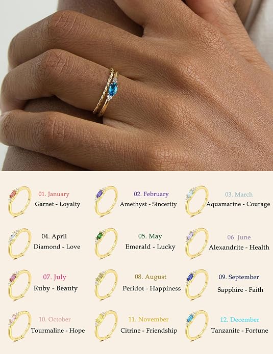 FUNEIA Gold Birthstone Rings for Women Non Tarnish Trendy Stackable Gold Rings that Don't Tarnish Dainty Emerald Green Gemstone Cubic Zirconia Wedding Engagement Ring for her Birthday Gifts Jewelry