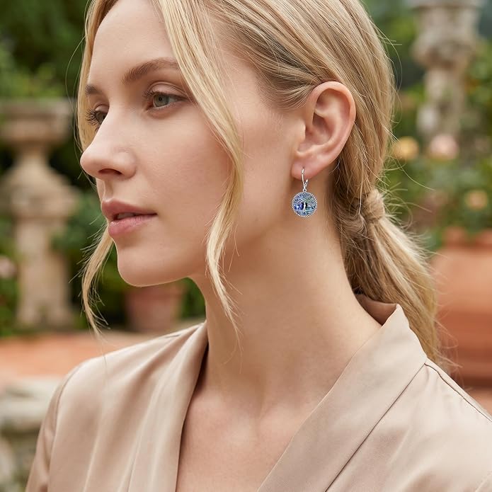 Tree of Life Dangle Drop Earrings Round Tree of Life Abalone Shell Earrings Dainty Abalone Shell Jewelry Gifts for Women