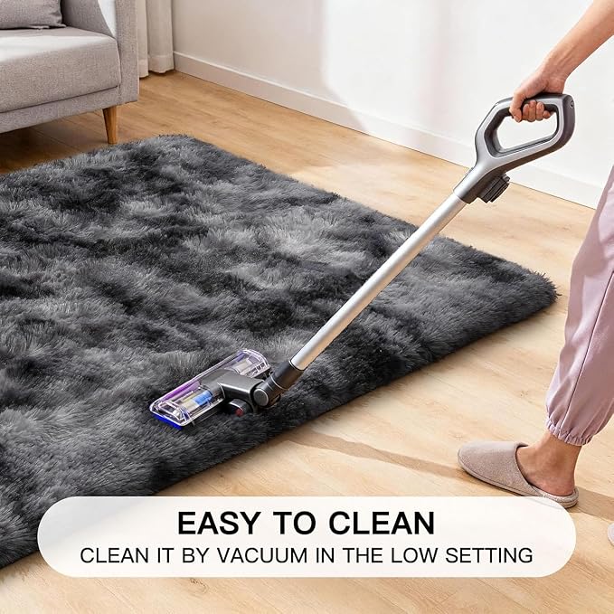 Sour Lemon 8x10 Area Rugs for Bedroom Living Room, Large Fluffy Shag Grey | Shaggy Carpet,Soft Plush Furry Bedside Rugs,Anti Slip,Washable Area Modern Rugs Floor Mat for Kids Girls Boys Living Room