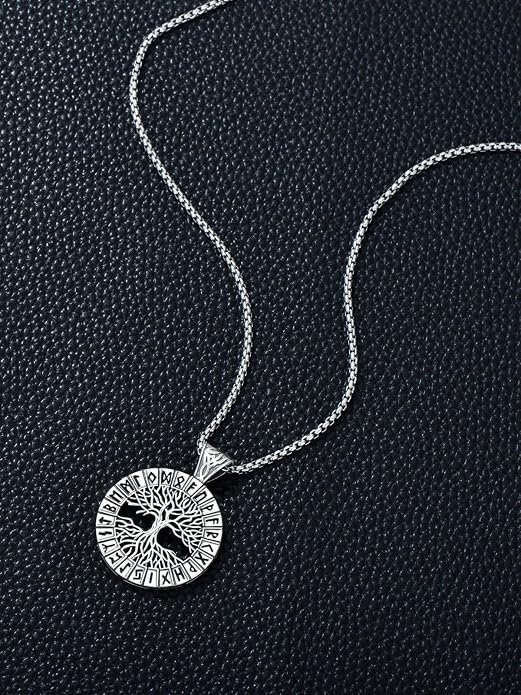 Viking Necklace for Men Women 925 Sterling Silver Norse Jewelry Fathers Mothers Day Anniversary Birthday Gifts for Mom Dad Husband Brother (with Gift Box)