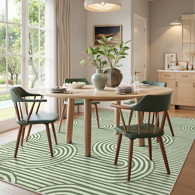 Lahome Modern Classroom Rug 8x10 Area Rugs,Green Rugs for Kids Playroom | Non-Slip Soft Rugs for Living Room,Ultra-Thin Bedroom Rug Washable,Non-Shedding Large Carpet for Office Dining Room Alba