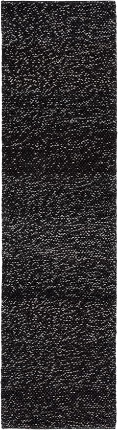 SAFAVIEH Natura Runner Rug 2'3"x11', Wool Knotted Black & Grey NAT425Z