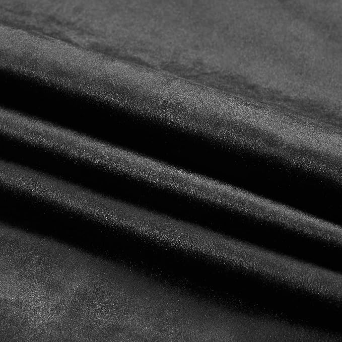 PRIMROSE Black Curtains 84 inch for Living Room Velvet Drapes Blackout Rod Pocket Back Tab Window Treatment Semi Room Darkening Decor Curtains for Bedroom Set of 2 Panels