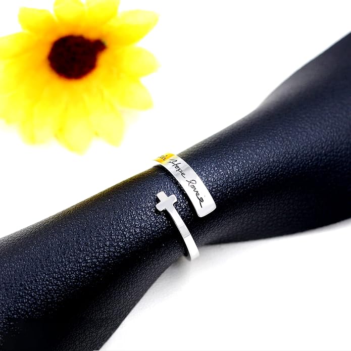Uloveido Adjustable Inspirational Flying Dandelion Double Stainless Steel Freedom Ring Bands Cool Stacking Gift for Women, Engraving Rings Motivational Gift Y2004