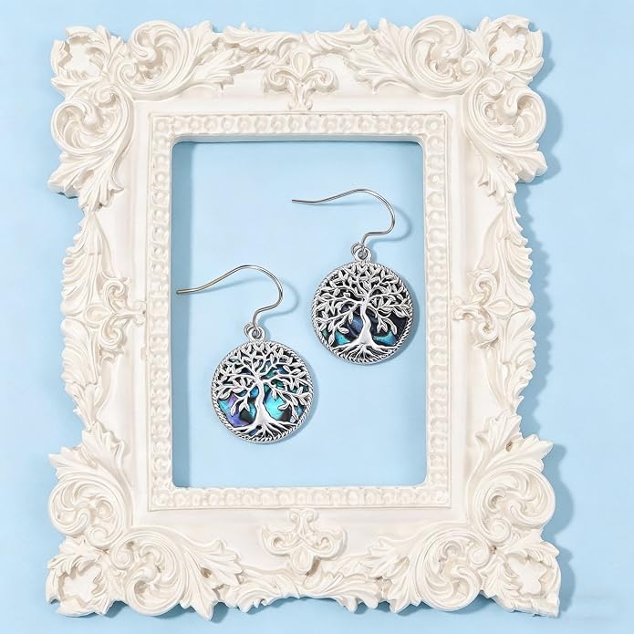 Aniu Tree of Life Earrings for Women Turquoise Malachite Teardrop Dangle Earrings for Women Sterling Silver Anniversary Birthday Drop Dangle Earrings Jewelry Gifts