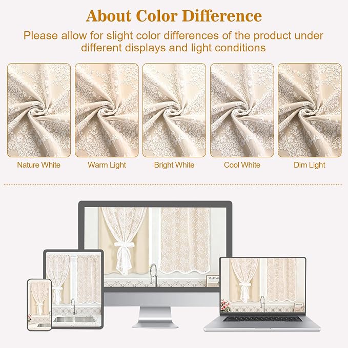 Yinhua Blackout Curtains for Bedroom Double Layer Beige Curtains for Living Room 84 Inches Long Nursery Curtain with Tiebacks, Thermal Insulation Grommet Drapes for Toddler, 52" W x 84" L