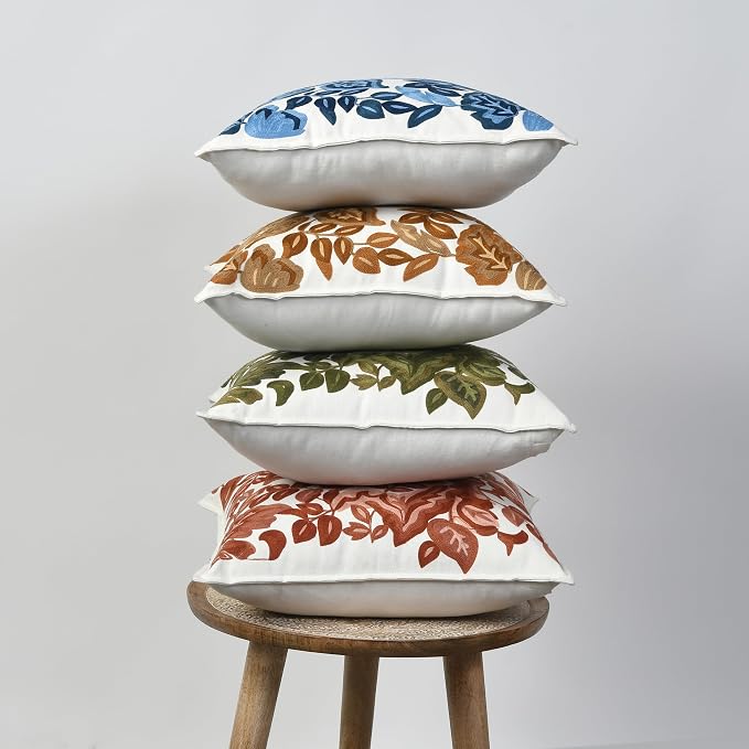 My Whimsical Corner Red Ombre Boho Decorative Throw Pillow Cover 18x18 Set of 2 Modern Pillow Case Square Embroidered Pillows for Couch Bed Gift for, Easter, Mother's Day