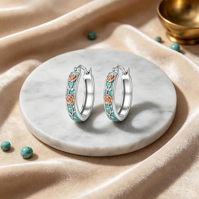 Opal/Turquoise Huggie Earrings 925 Sterling Silver Opal/Turquoise Small Animal Huggie Hoop Earrings Animal Huggies Earring Jewelry Gifts for Women Mom Her