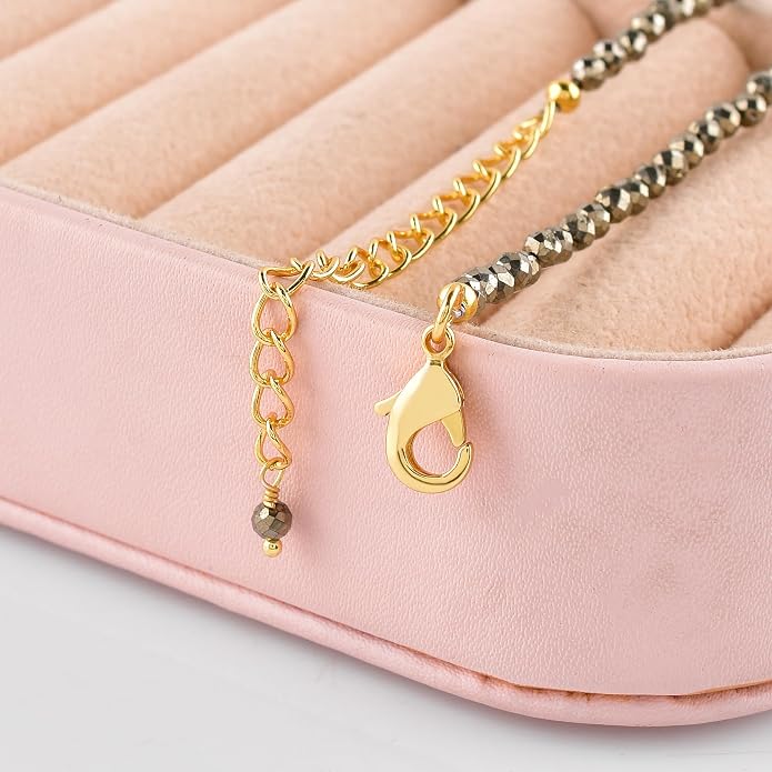 InfinityGemsArt Gemstone Gold Necklace For Women, Birthstone Natural Crystal Stone With Freshwater Pearl Beaded Jewelry, Gold Plated 18 Inch Chain
