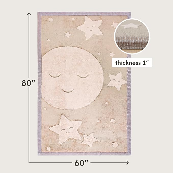 Hakuna Matte CloudRise Baby Play Mat for Floor 60" x 80" Moon & Stars
