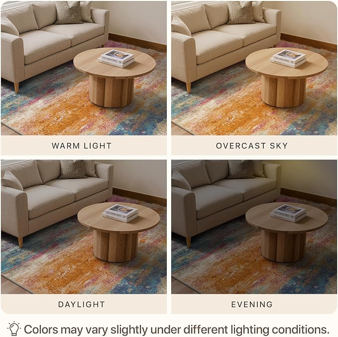5x7 Area Rugs Washable Pink Rug for Living Room Nursery, Modern Abstract Large Rug Non Slip, Water Repellent Low Pile Soft Carpet for Bedroom, Dining Room, Home Office, Colorful Pink