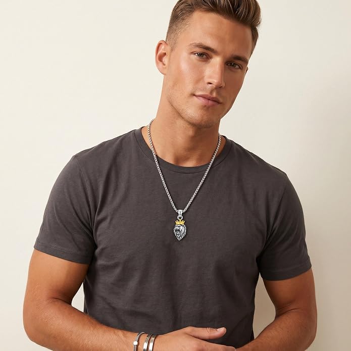 Lion/Anchor/Yggdrasil/Empty Tomb Pendant Necklace Stainless Steel 22+2 Chain Jewelry For Men Father Women Unisex