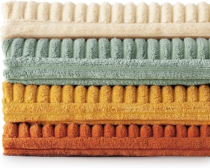 MIULEE Fall Teal Orange Decorative Throw Pillow Covers 18x18 Inch Set of 4 Boho Corduroy Striped Cushion Cases Modern Farmhouse Patchwork Pillow Cases for Couch Sofa Bedroom Home Decor