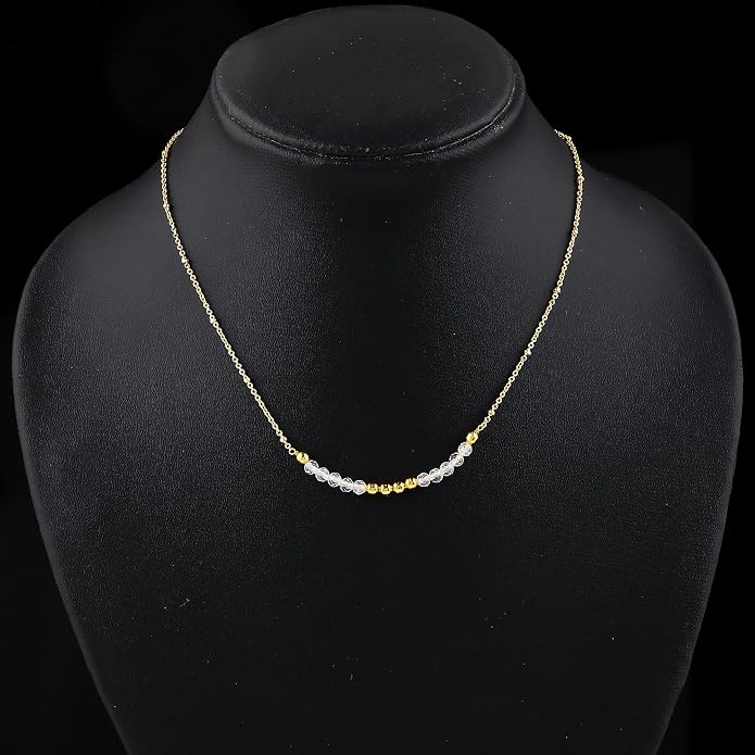 Satellite Chain Necklace 16+2 Inch Gold Plated – Dainty Layering Jewelry with Gemstone Beads – Minimalist Choker Necklace for Women – Delicate Gift for Her