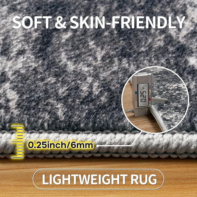 10x14 Area Rugs Large Living Room Rug Washable: Modern Abstract Rug Indoor Modern Carpet Non Slip for Dining Room Bedroom Nursery Home Office Black
