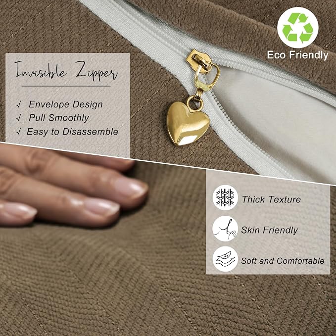 ZWJD Brown Pillow Covers 20x20 Set of 2 Chenille Throw Pillow Covers with Elegant Design Soft and Luxurious Decorative Throw Pillows for Couch, Bed, and Home Decor