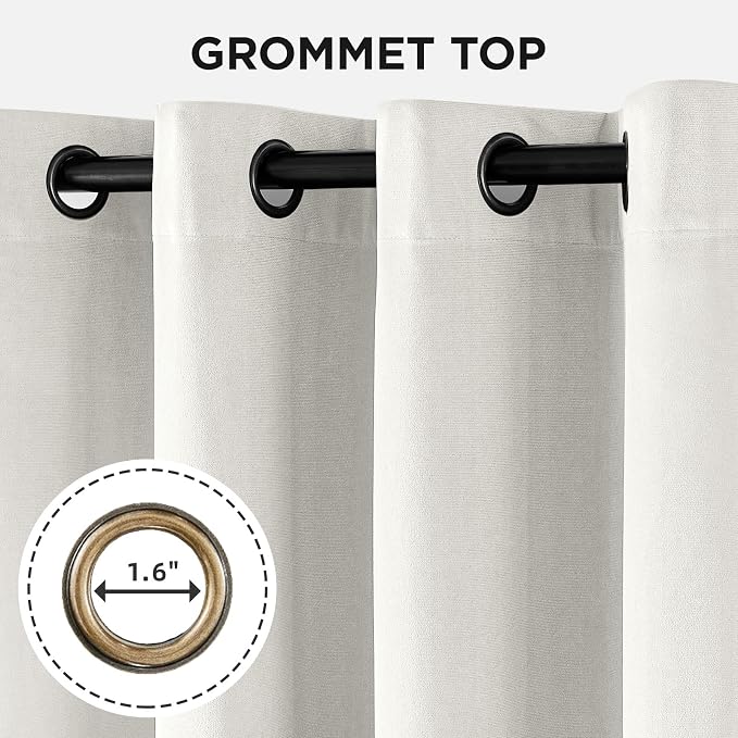 Joydeco 100% Blackout Velvet Curtains White 72 Inch Grommet Top | Luxury Thermal Insulated Velvet Curtains for Bedroom Living Room, Soundproof Blackout Window Drapes