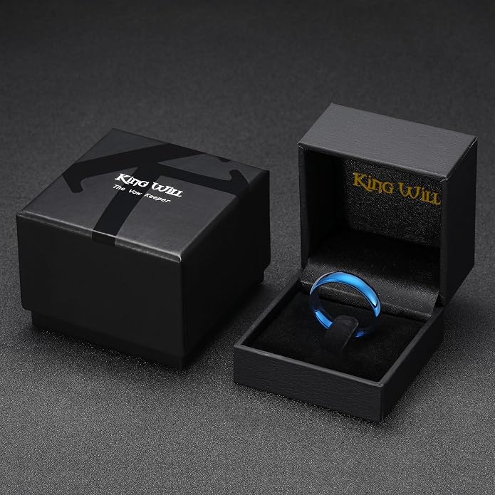 King Will Tungsten Carbide Wedding Band for Men Women Promise Rings for Couples Domed High Polish