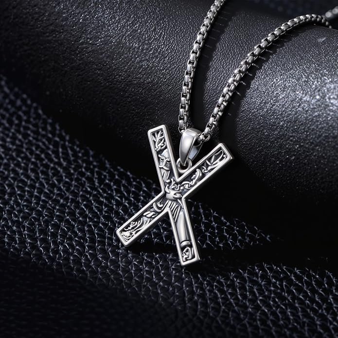 Viking Necklace 925 Sterling Silver Viking Rune Letter Pendant Norse Jewelry Gifts for Men Father