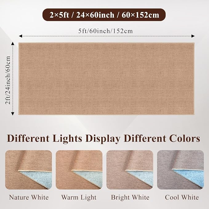 Easy Jute 2x5 Runner Rug: Non Slip Solid Color Low Pile Indoor Home Doormat | Machine Washable Entryway Kitchen Bathroom Carpet for Dorm Rooms Small Spaces Ideal for Young Families First Home (Beige,2x5)