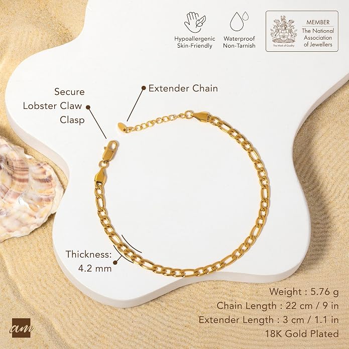 Amberta Silver Gold Waterproof Ankle Bracelets for Women | Boho Layered Anklets for Women | Summer Jewelry, Adjustable Ankle Chain Beaded Rope Heart