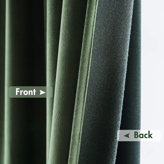 MIULEE Olive Green Blackout Velvet Curtains Drapes 84 Inch Long 52"x84" | Luxurious Bedroom Living Room Decor, Room Darkening, Thermal Insulated, Rod Pocket Design, Super Soft Fabric