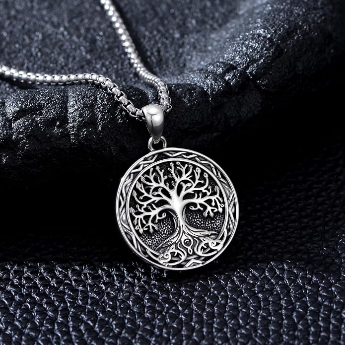 Tree of Life Necklace 925 Sterling Silver Abalone Shell Celtic Knot Tree Pendant Necklace Jewelry Gifts for Women Birthday Christmas
