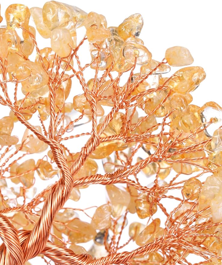 Jovivi Natural Citrine Healing Crystal Money Tree on Amethyst Cluster Geode Druzy Base Feng Shui Crystals for Home Office Desk Decorations, Wealth, Good Luck