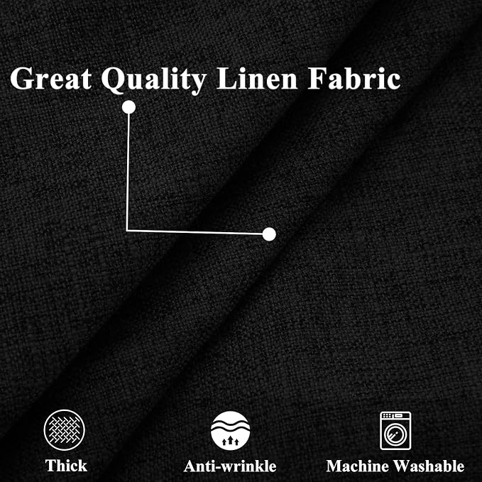 decorUhome Black Faux Linen Outdoor Throw Pillow Covers 20x20 Set of 2 | Fall Decorative Textured Neutral Modern Farmhouse Pillow Covers with Stitched Edge for Couch Sofa Bed Living Room