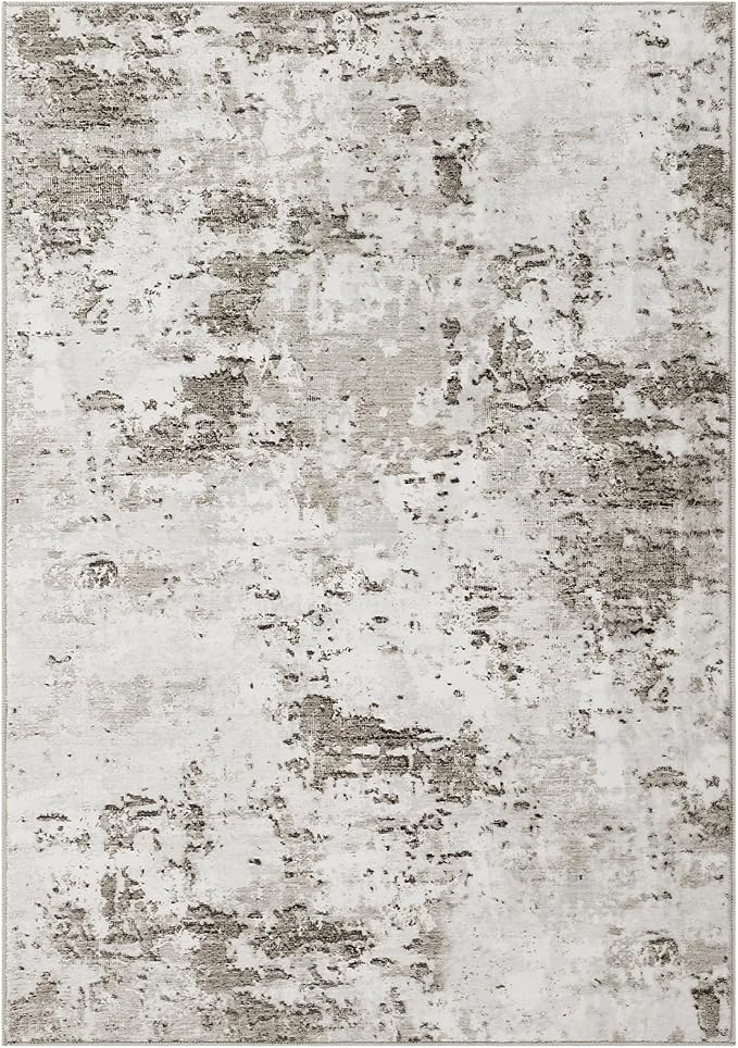 ROYHOME Modern Abstract 2x3 Area Rug Non Slip Non Shedding Low Pile Stain Resistant Rug for Entryway Kitchen Bedroom,Taupe/Beige