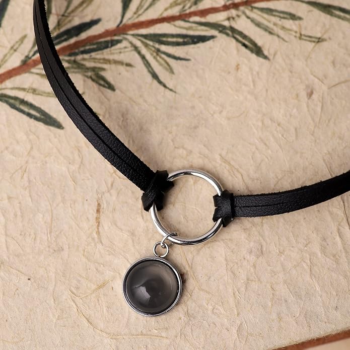 Sacina O Ring Crystal Choker, Black Choker, Boho Hippie Necklace, Gothic Necklace, Christmas Jewelry Gift for Women