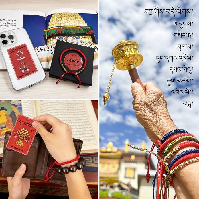 Tibetan Bracelet Talisman and 16PCS Handmade Tibetan Thangka Blessing Set