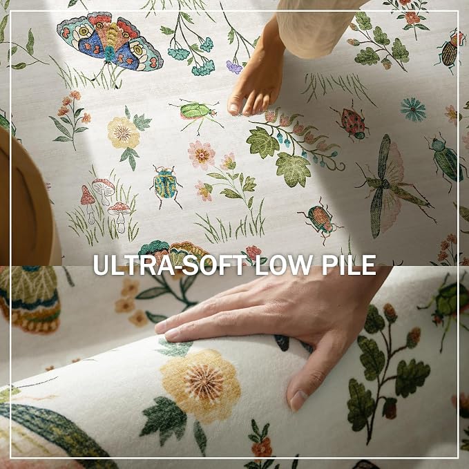 Machine Washable Kitchen Runner Rugs: 2'6"x8' Hallway Runner Stain Resistant Non Slip Low Pile Soft Carpet Runners for Hallways Indoor Entryway Kitchen Laundry Room Bedroom Bathroom Farmhouse