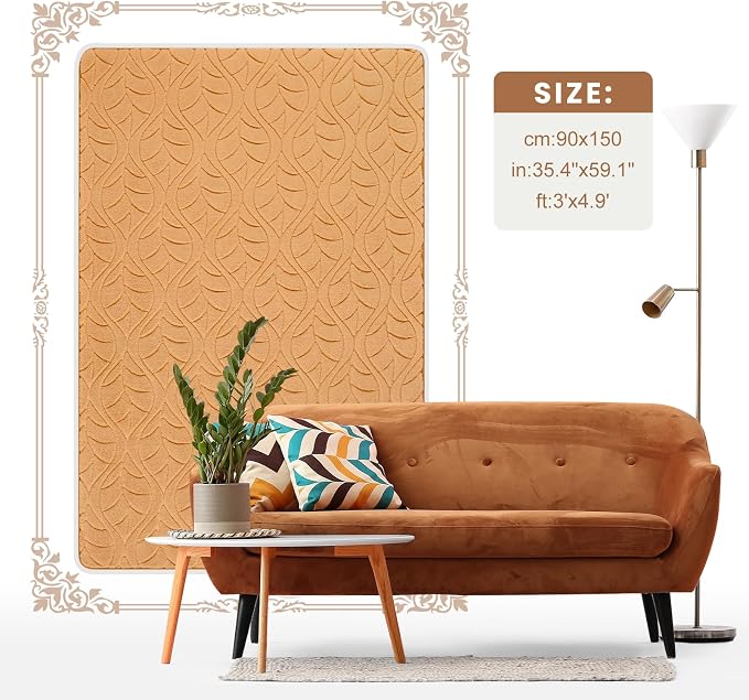 Macgace Ultra Soft Area Rug for Living Room, 5x7 Apricot Tan Shag Rugs | Washable Non-Slip Backing Medium Pile Modren Fuzzy Carpet for Kids Room, Girls Bedroom, Classroom, Dorm