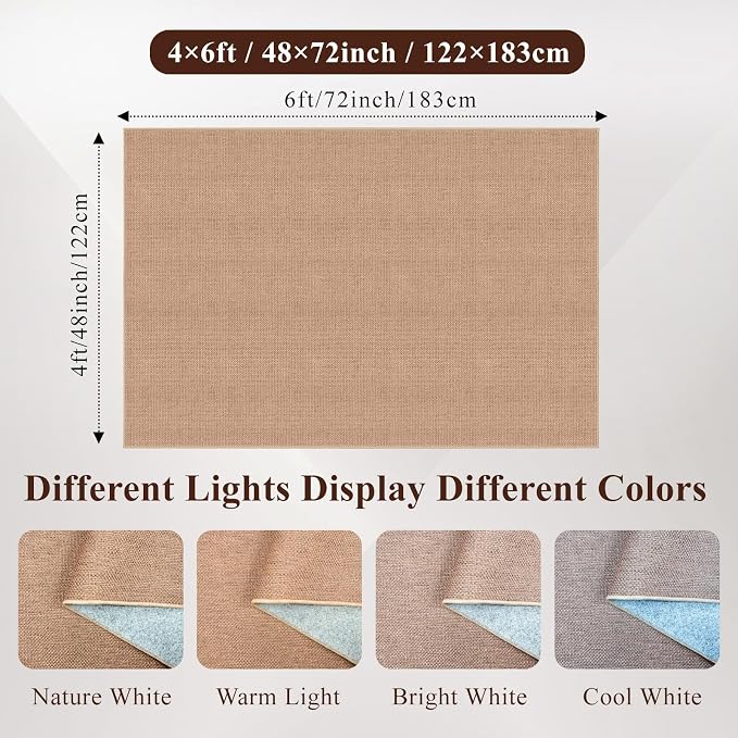 4x6 Jute Area Rug Washable: Non-Slip Indoor Floor Mat for Entryway Kitchen | Thin Low Pile Durable Braided Woven Carpet for Living Room Dining Room Bedroom - Farmhouse Textured Classic Decor (Beige,4x6)
