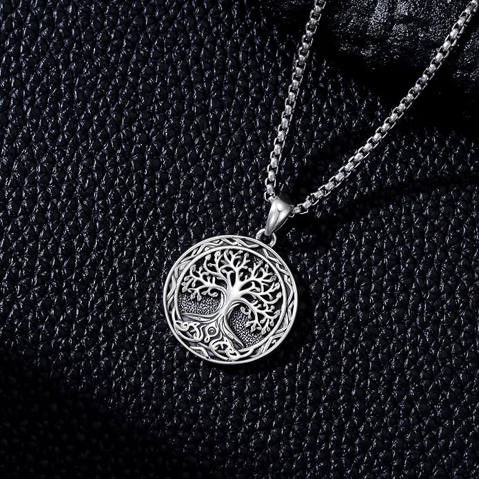 Tree of Life Necklace 925 Sterling Silver Abalone Shell Celtic Knot Tree Pendant Necklace Jewelry Gifts for Women Birthday Christmas