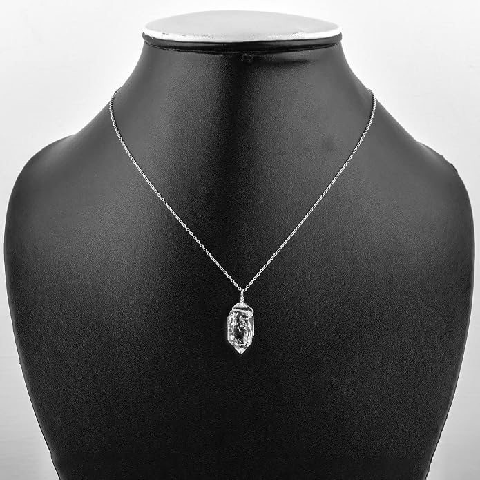 Natural Gemstone Dainty Pendant Necklace for Women Handmade Crystal Jewelry 925 Sterling Silver 18 Inch Chain Healing Chakra Christmas Birthday Gift for Her