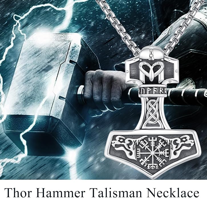 Viking Necklace for Men 925 Sterling Silver Rune Amulet Pendant Nordic Necklace Viking Jewelry Gift for Father Husband Son
