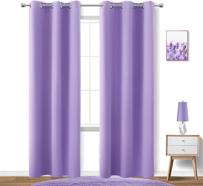 KOUFALL Lilac Purple Curtains 84 Inch Length for Girls Bedroom,2 Panels Set Room Darkening Blackout Kids Curtains for Toddler Princess,Violet Lavender