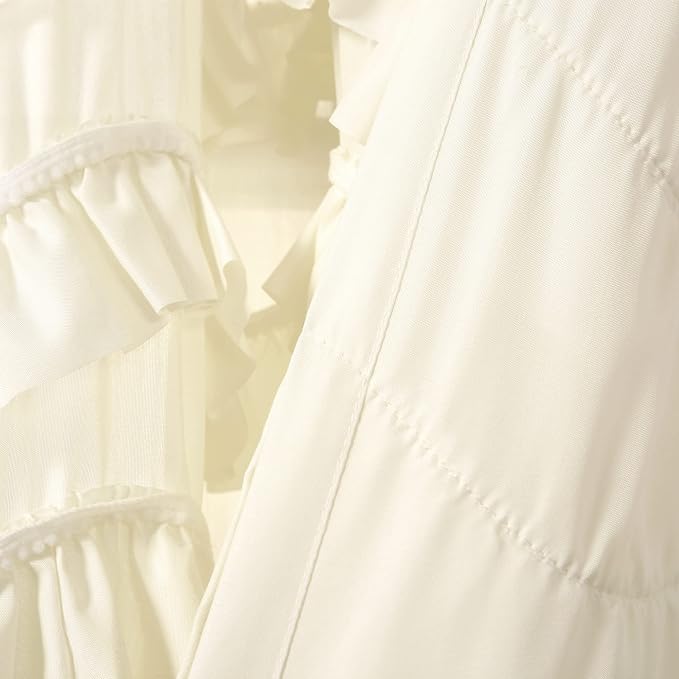 Lush Decor Kemmy Light Filtering Window Curtain Panel Single 52" W x 63" L Ivory - Drapes - Ruffled Curtains for Bedroom - Cream Curtains - Coquette Decor