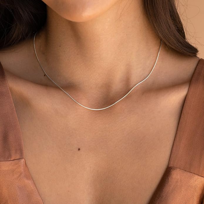 DEARMAY 14K Gold Plated Herringbone Necklaces for Women, Dainty Gold Snake Choker Chain Non Tarnish Trendy Simple Thin & Chunky Options Neckalce 1.5/3/5/6/8mm Chain Jewelry for Gifts