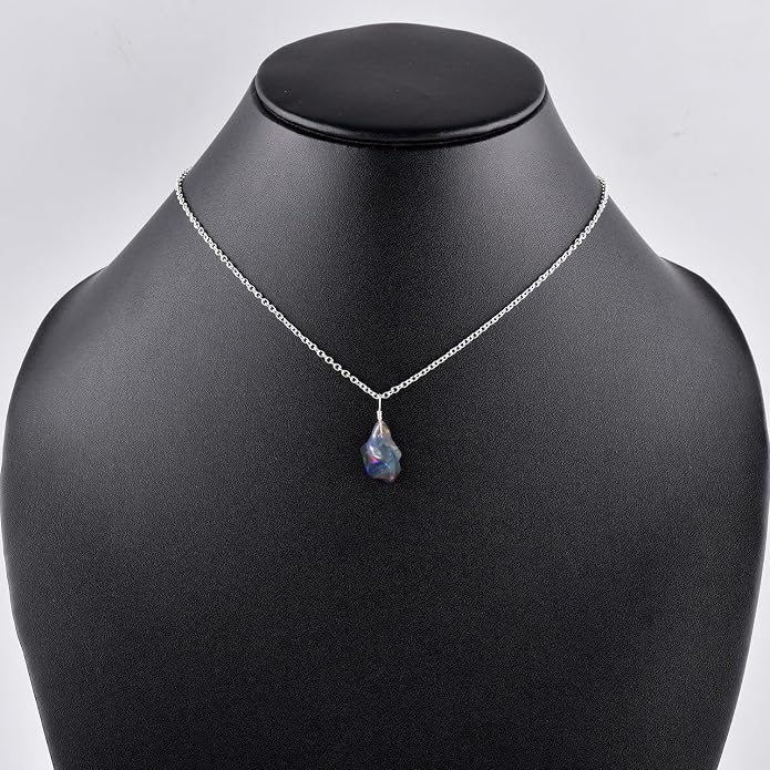 Raw Gemstone Dainty Pendant Necklace for Women, Natural Birthstone Handmade Jewelry, Healing Chakra Crystal, Silver Plated Chain 18" Birthday Gift for Her