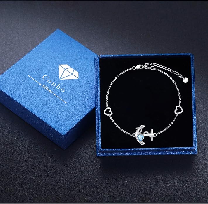Anchor Bracelets/Ankle Bracelet Adjustable for Women Nautical Sailor Chains Sea Jewelry Birthday for Mother Best Friend