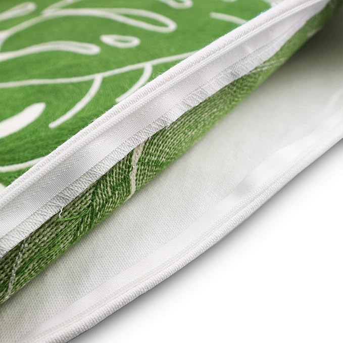 Embroidery Throw Pillow Cover Tropical Leaves 18x18 Inches Decorative Floor Pillow Cover for Couch 100% Cotton Cushion Cover Pillow Case Full Size Monstera Leaf Embroidered, Green, 1 Piece
